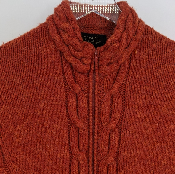 Icelandic Designs Orange Cable Knit Zip Cardigan - Picture 2 of 10